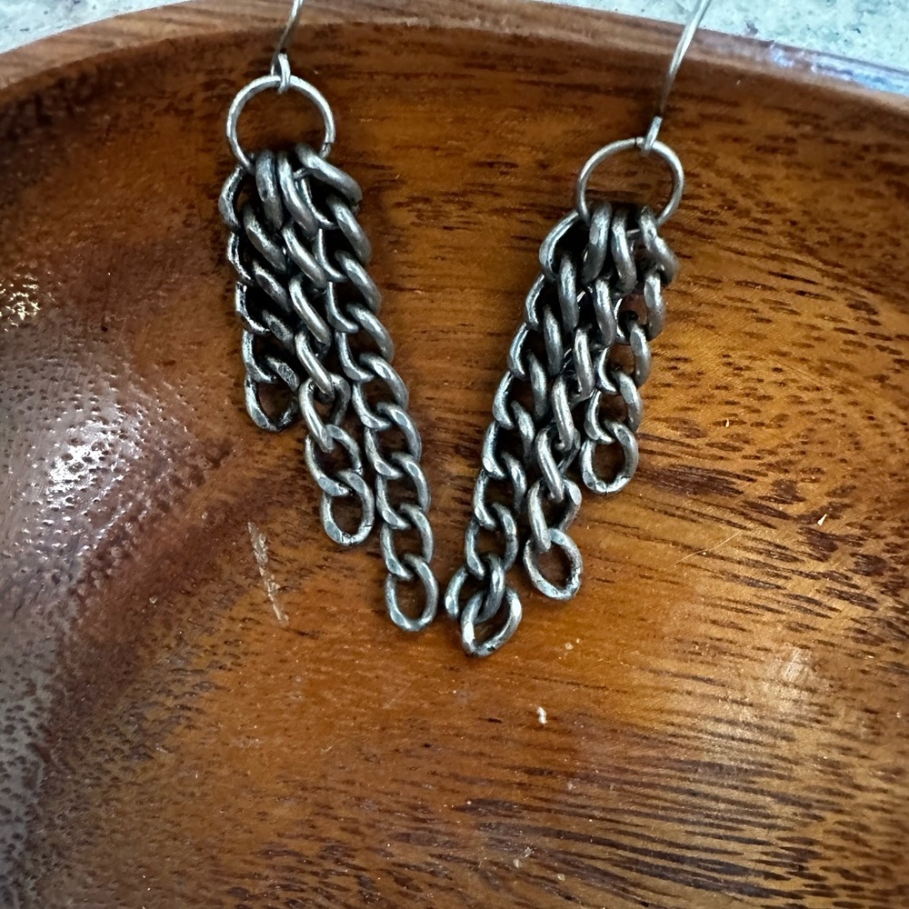 90s chain earrings | handmade | steel | piecered
